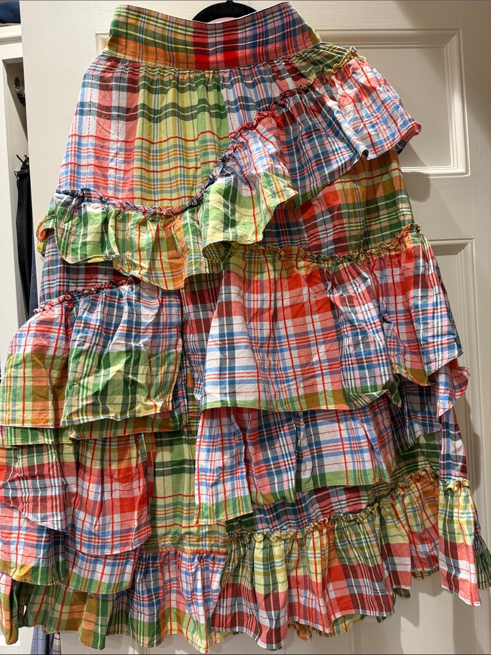 Pilcro Multi-Color Plaid Ruffle Tiered Skirt